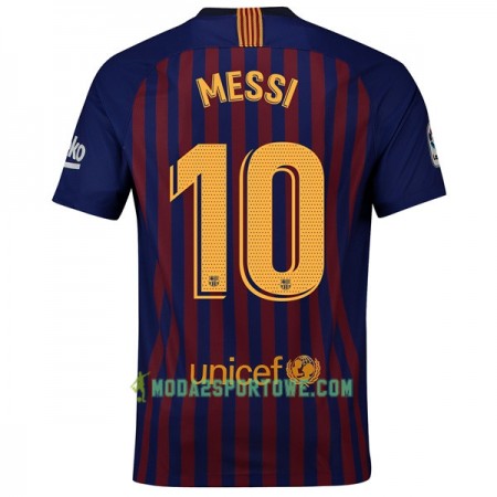 Koszulka FC Barcelona Messi 10 Domowe Stroje Piłkarskie 2018/19 Krótki Rękaw